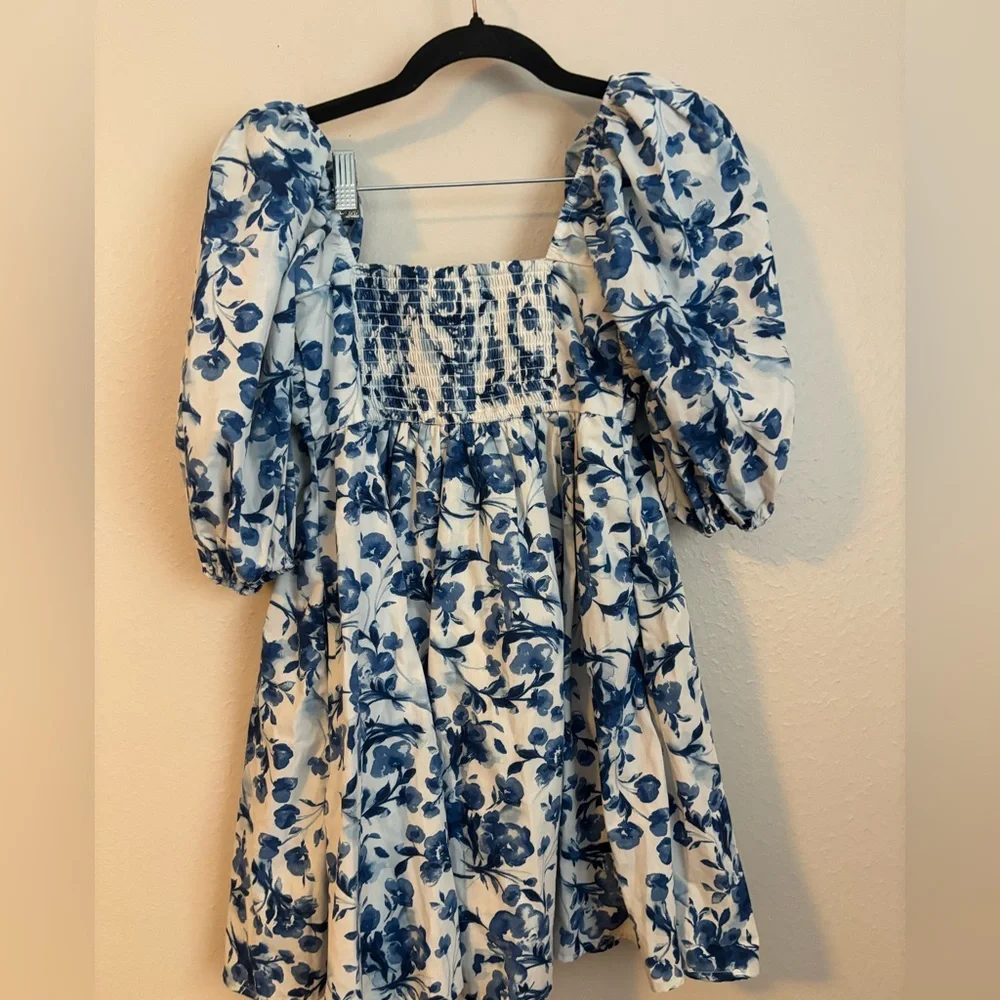 Abercrombie & Fitch Emerson Poplin Puff Sleeve Mini Dress Floral XXS Petite - Picture 4 of 4